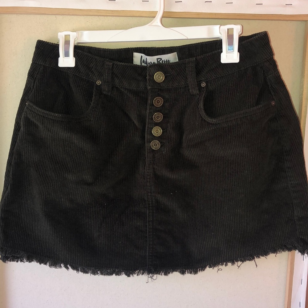 Dark green corduroy high waist skirt
